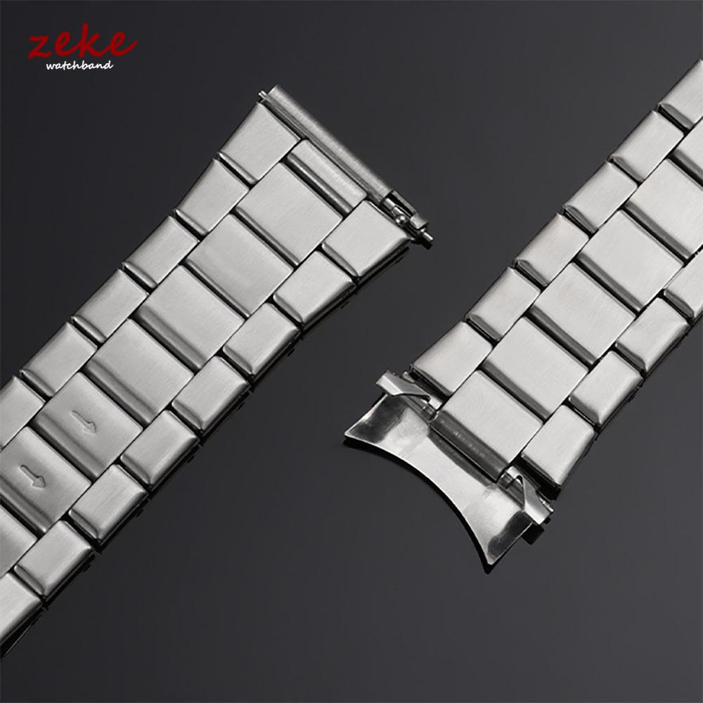20mm 22mm 24mm Stainless Steel Watch Band Flat Interface Bracelet with Folding Buckle Universal Replacement Metal Watch Strap