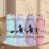 1PC Witches Brew Witch Silhouette 750ml Color Plastic Sports Water Bottle Leakproof Flip Straw Lid Suitable for Sports Office Home Use