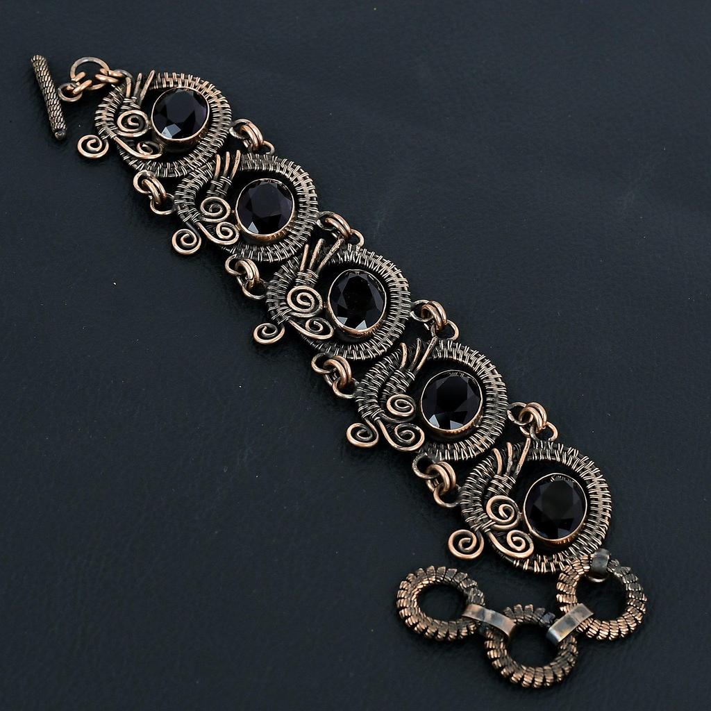 Wonderful Amethyst Gemstone Handmade Pure Copper Wire Wrapped Bracelet Jewelry