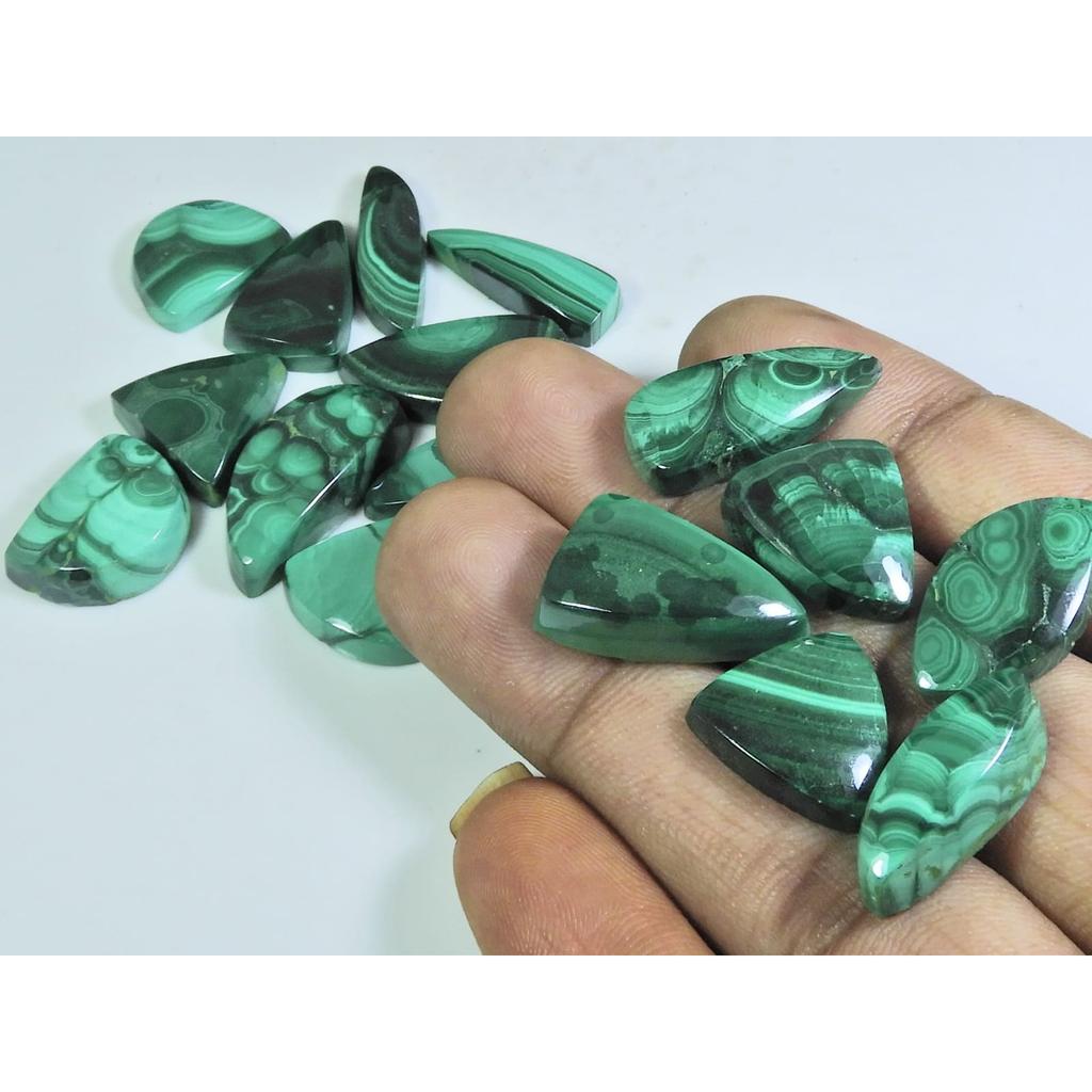 212Cts. Natural Green Malachite Ring Size Fancy Cabochon Gemstone 16Pcs Lot C-242