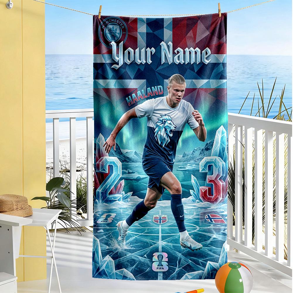Haaland Customizable Name Beach Towel Quickdry Soft Microfiber Ideal For Travel Outdoor Swim Pool Yoga Surf Camping Hiking Gym Gift Holiday