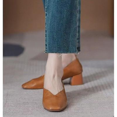 Nieuwe Vrouw Elegante Zomer Vierkante Neus Casual Flats Vrouwelijk Retro Schoenen Lage Hak Zachtzool Flats