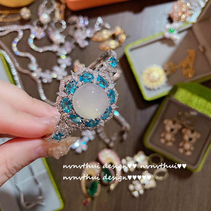 Bright Luminous Deep Sea Sapphire Necklace, 18K Gold-Plated Purple Water Drop Zircon Full Diamond Neck Chain, Ring, Bracelet.
