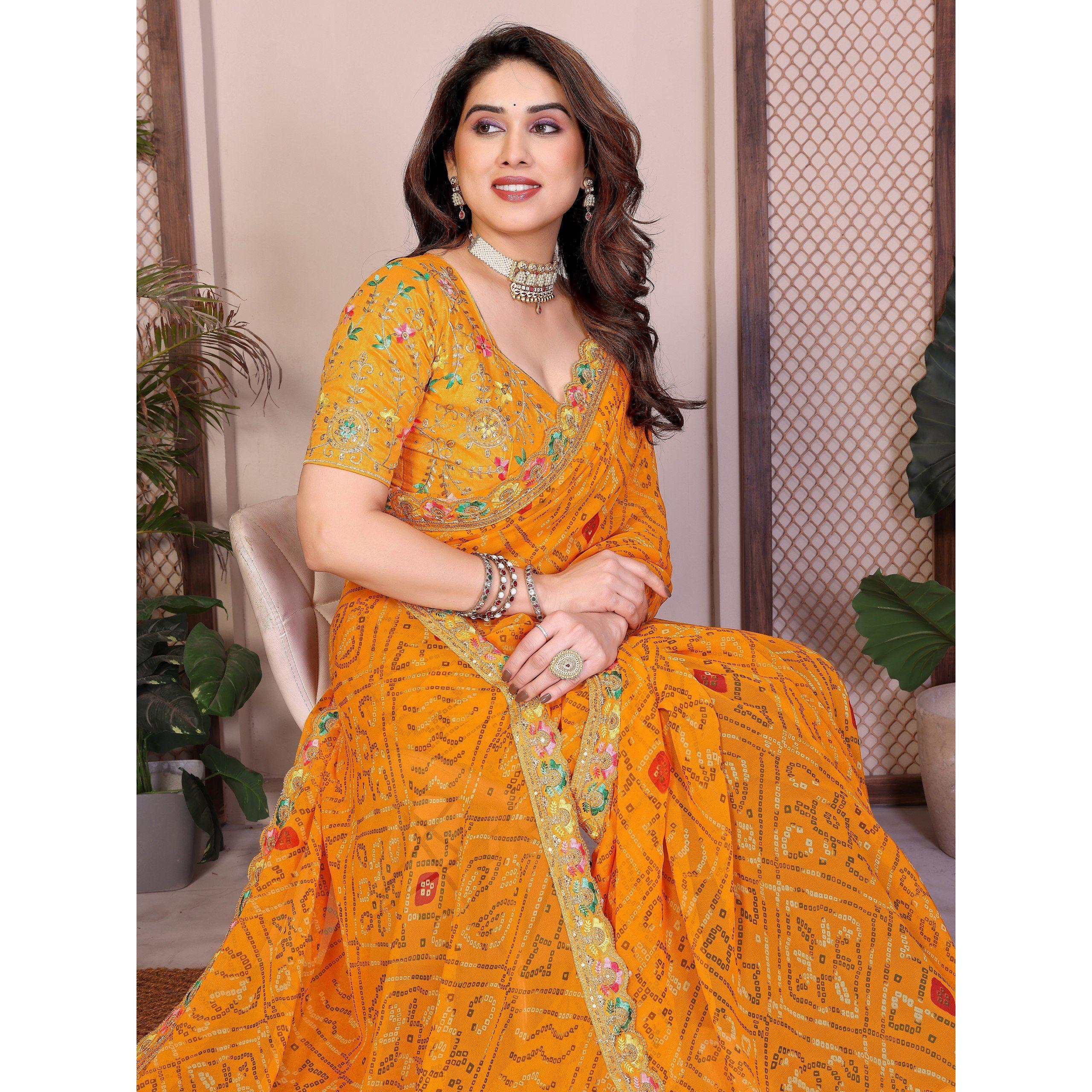 New Arrival - Designer Bandhej Print Georgette Saree