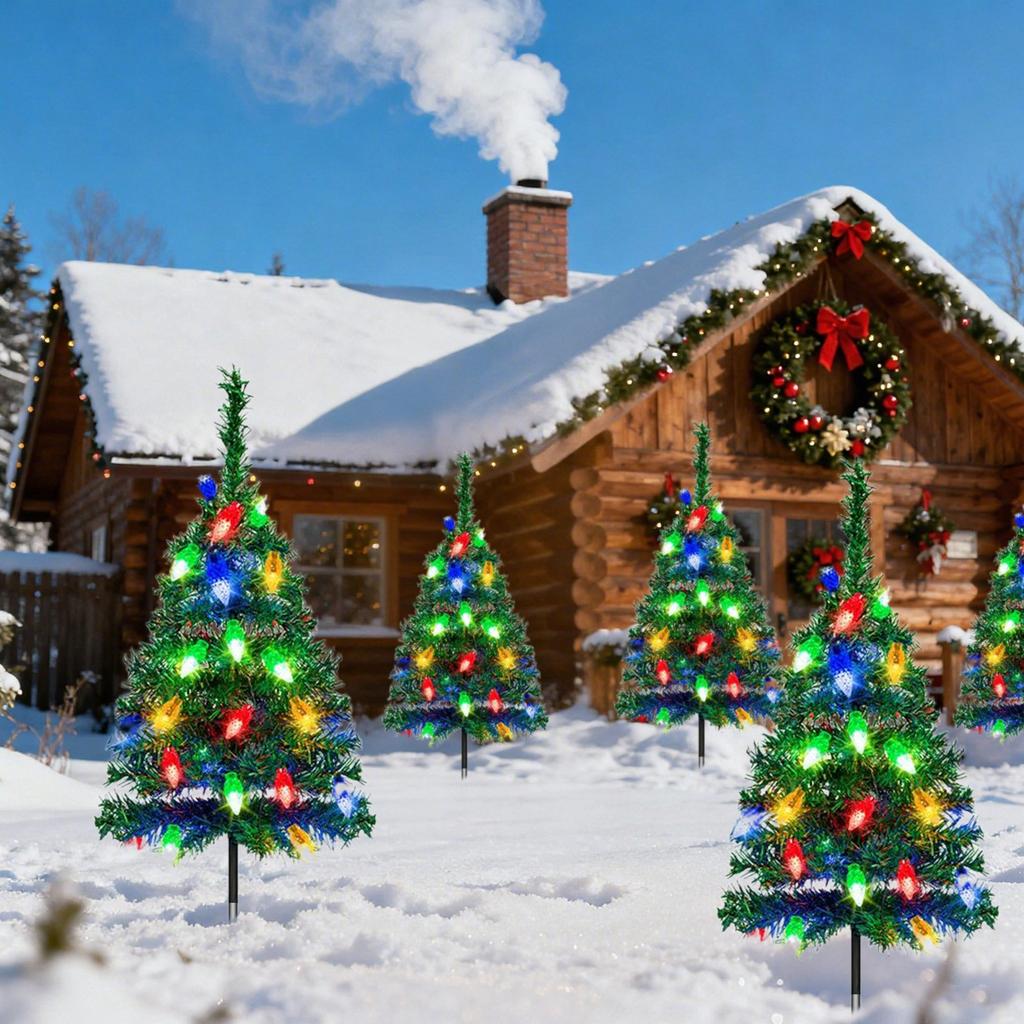 Solar Powered Christmas Tree Outdoor Christmas Decoration Garden Column Light Tree Light Outdoor Christmas Tree Light Suitable For Path Terrace Court