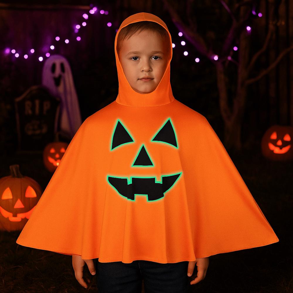 Halloween Ghost Face Shawl Fun Kid Cosplay Costume Noctilucent Pumpkin Cloak  Party Masquerade