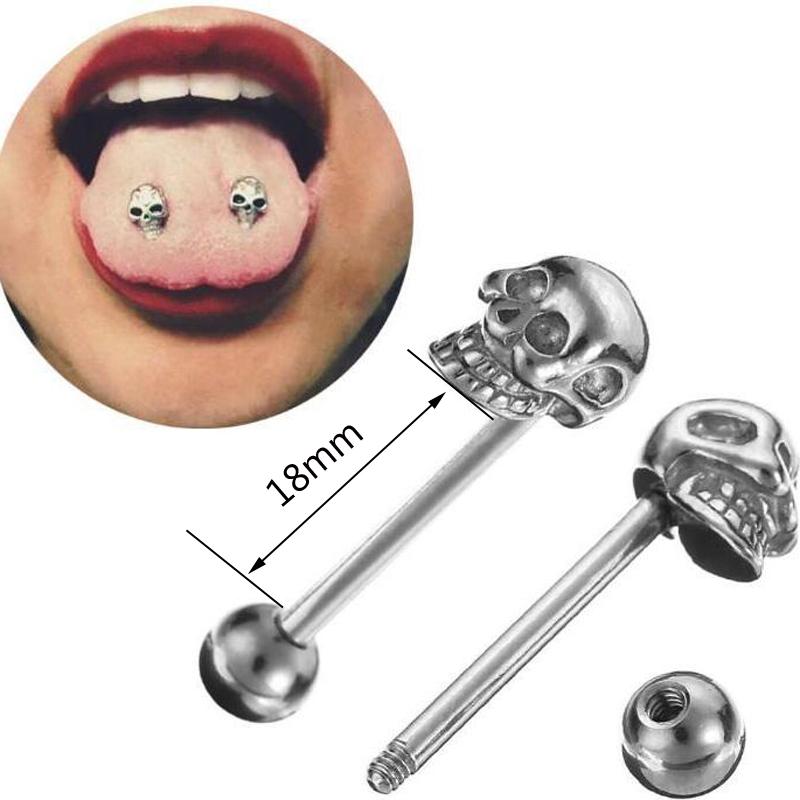 Set mit 10 14G Edelstahl Körperschmuck Punk Style Totenkopf und Brustwarzenringe für Hochzeiten und Geschenke