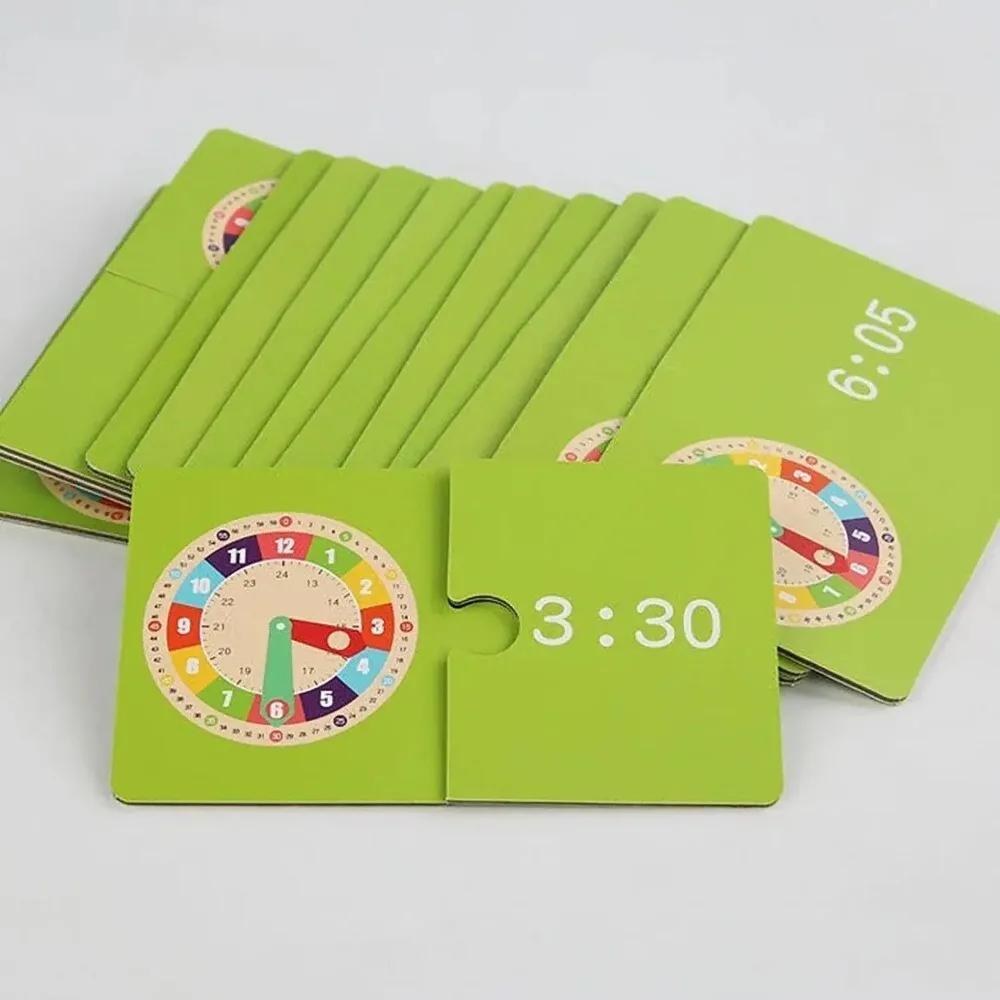 Wooden Clock Educational Toy with Time Cards Time Activity Set Montessori Clock for Teaching Time Learning Game Set for Kids