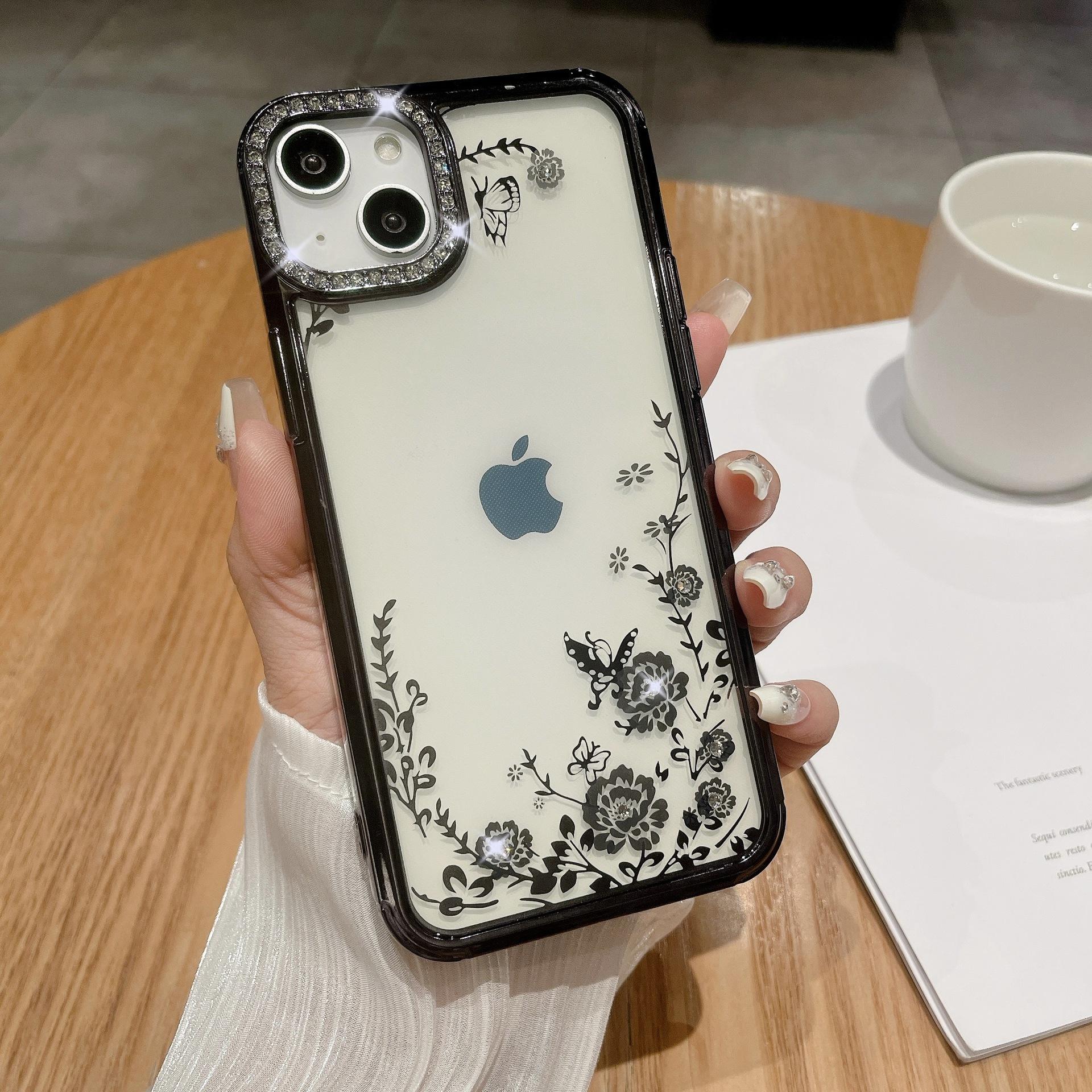

Applicable To Apple 15ProMax Phone Case, IPhone14 Electroplated Butterfly Ring Stand, Lens Flash Diamond Protective Case Apple 15