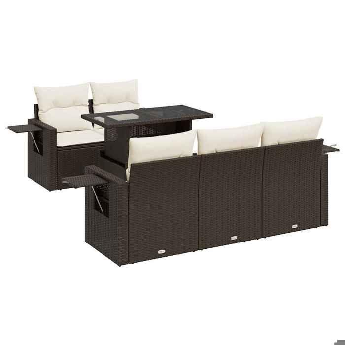 VidaXL Salon de jardin avec coussins 6 pcs marron résine tressée 3326414