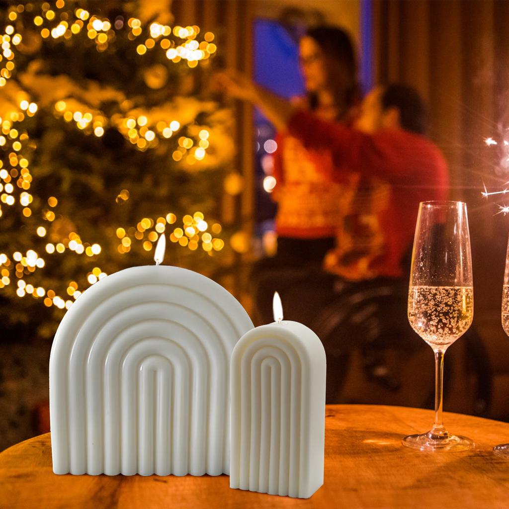 2Pcs Geometric Arch Candle Molds Reusable U-Shaped Silicone Mold Domed Candle Silicone Mold DIY Casting Epoxy Mold for Candle