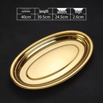 Golden 304 Stainless Steel Oval Steaming Fish Plate