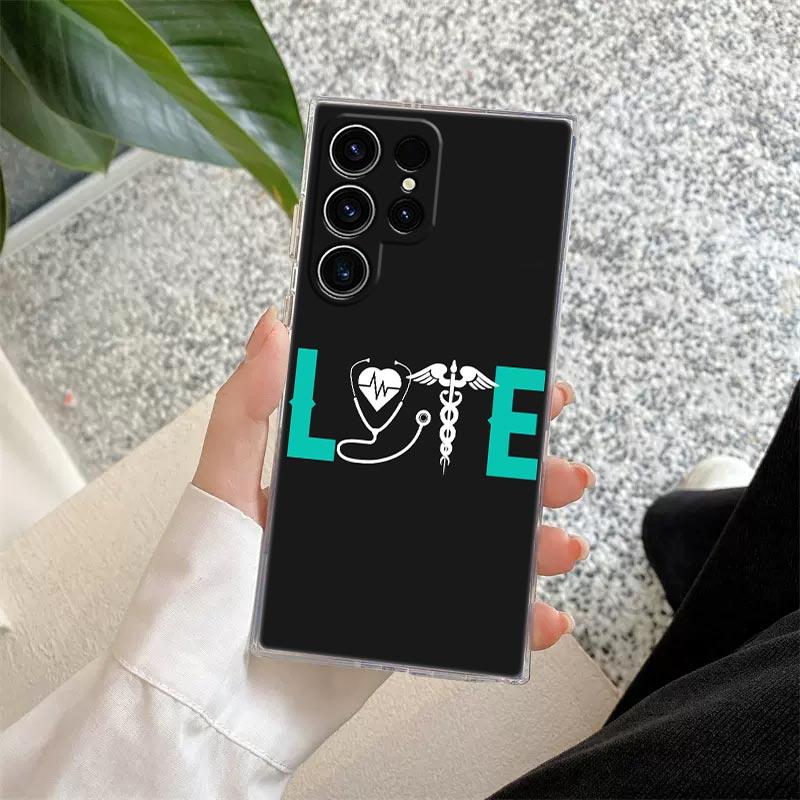 Nurse Medical Medicine Health Heart Stethoscope Clear Case For Samsung Galaxy S26 S25 S24 S23 Ultra S20 S21 FE S22 Plus 5G Cover