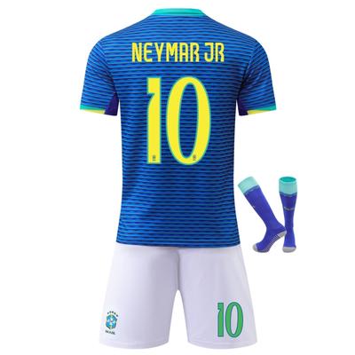 Dětský Fotbalový Dres Brazílie Neymar Sportovní Oblečení Modrý Krátký Rukáv Fotbalový Dres Mladistvý Tréninkový Set