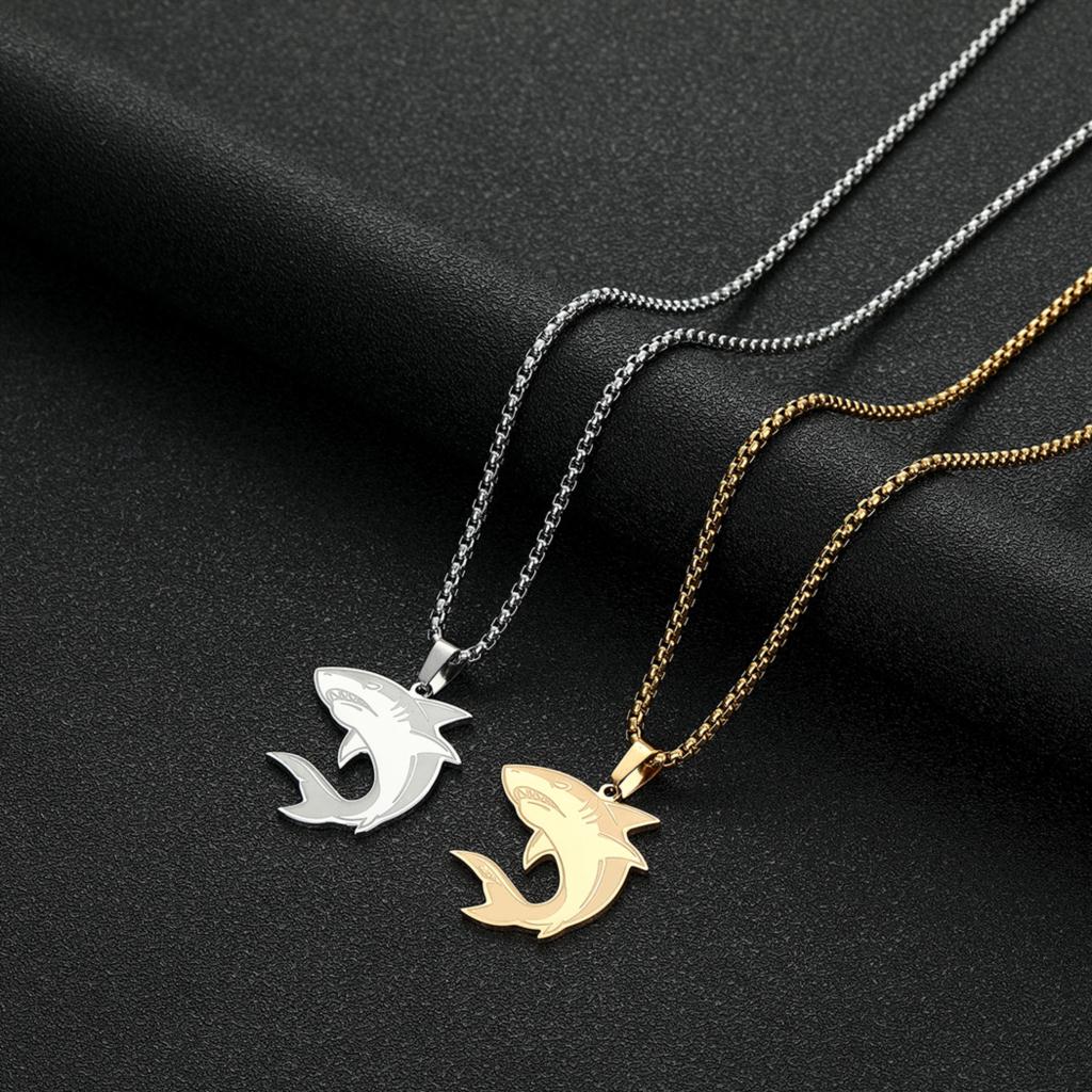 Fashion Shark Necklace Pendant Stainless Jewelry Punk Clavicle Chain Shark charm Pendant Necklaces for Women Party