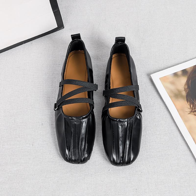 Módní baleríny Pohodlné dámské boty Jednoduché boty Dámské mokasíny Jarní nové modely Neunaví nohy Ploché Mary Jane Kožené boty