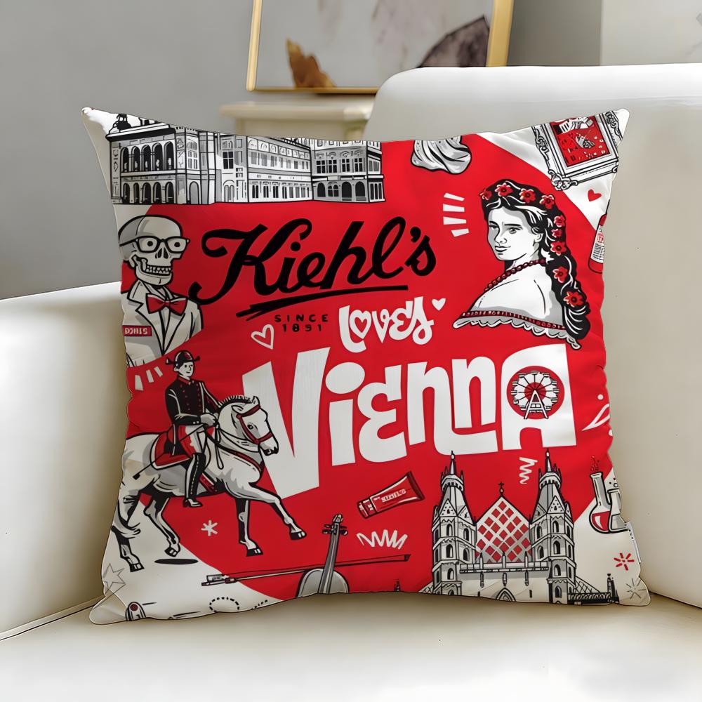 classic skincare brand Kiehl's Cushion Cover Soft & Easy-Wash Pillow Case – Versatile for Couch, Bed, Travel and Office