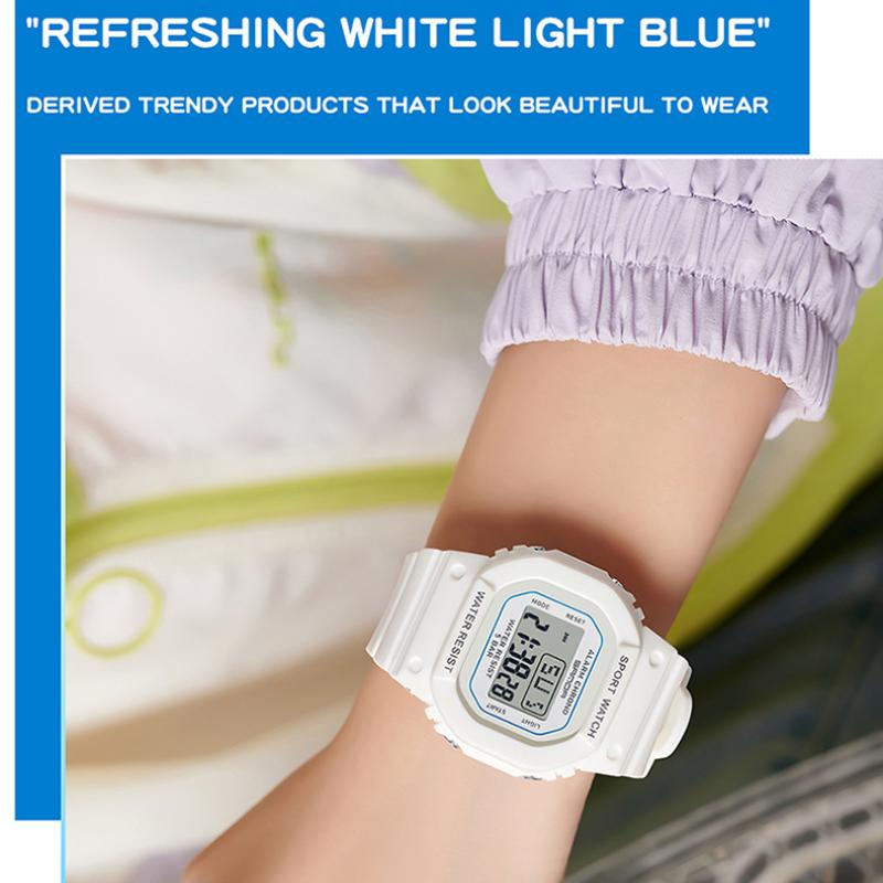 SANDA Square Electronic Watch Colourful Creative Personality Candy Colour Waterproof Alarm Clock Electronic Watch
