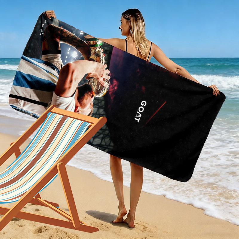 Messi Flame Print Beach Towel, Large Soft Quick Dry Towel for Beach Camping Swimming