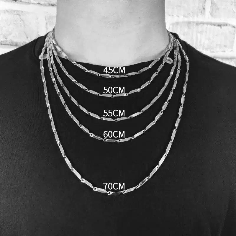 Men's Trendy Titanium Bamboo Chain Necklace – Simple, Versatile, Fashionable Hip Hop Style.