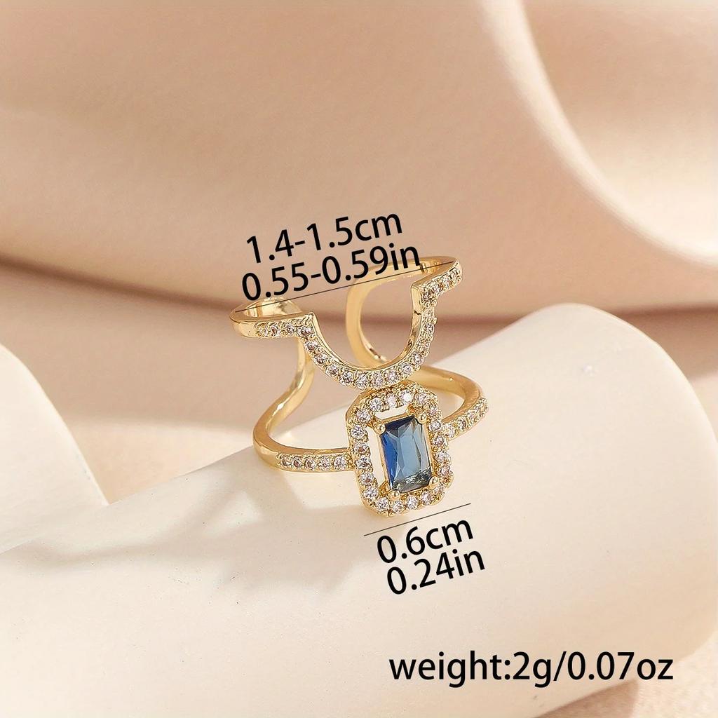 High-end Light Luxury Style Nail Art Wearable Nail 18k Gold-plated Geometric Zircon Creative Design Personality Accessories