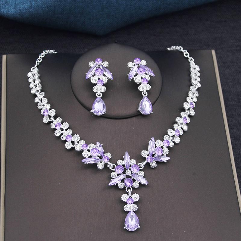 3Pcs Bridal Crown Jewelry Sets Luxury Tiaras and Earrings Necklace Set for Women Bride Wedding Dress Crown Sets Prom Gifts