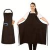 Plus Size 89cm Adjustable Apron with Pockets Durable Polyester Long Bib Design, Adjustable Neck Waist Straps, Solid Color Functional Kitchen Apron