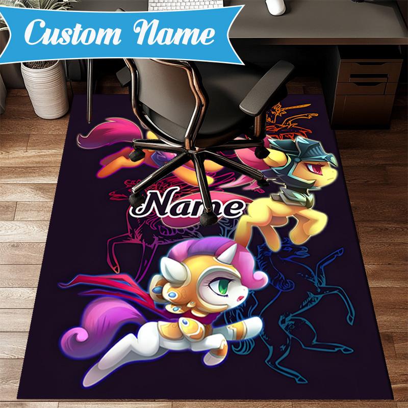 Custom Name Purple Unicorn Friendship Rug for Living Room, Game Rooms, Office, Bedroom, Floor Mat Playful Design, fan gifts Christmas decor