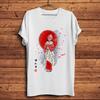 Watercolor Umbrella Geisha In Maple Leaves Funny T-shirt Men White Casual Short Sleeve Tshirt U