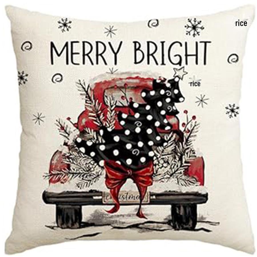 Cross-Border Snowman Christmas Tree Pillowcase - Linen Cushion Cover for Holiday Decoration