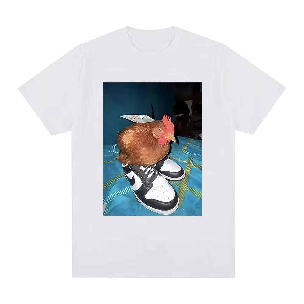 Funny Dripped Out Chicken T Shirt Men Women Chicken with Shoes Print T-shirts Harajuku Fashion Short Sleeve Tee Shirt Streetwear