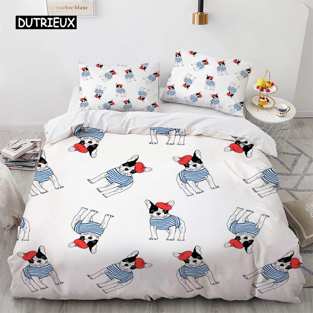 Corgi Dog King Queen Duvet Cover Yellow Cartoon Puppy Bedding Set for Kids Boys Girls Kawaii Pet Animal Pink 2/3pcs Quilt Cover