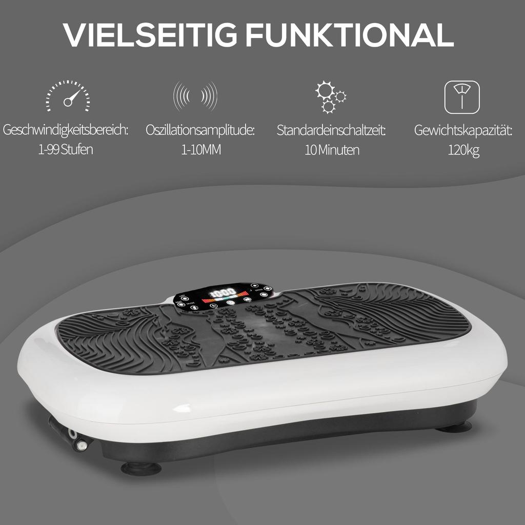 HOMCOM Vibration Plate with 99 Levels, 2 Fitness Bands