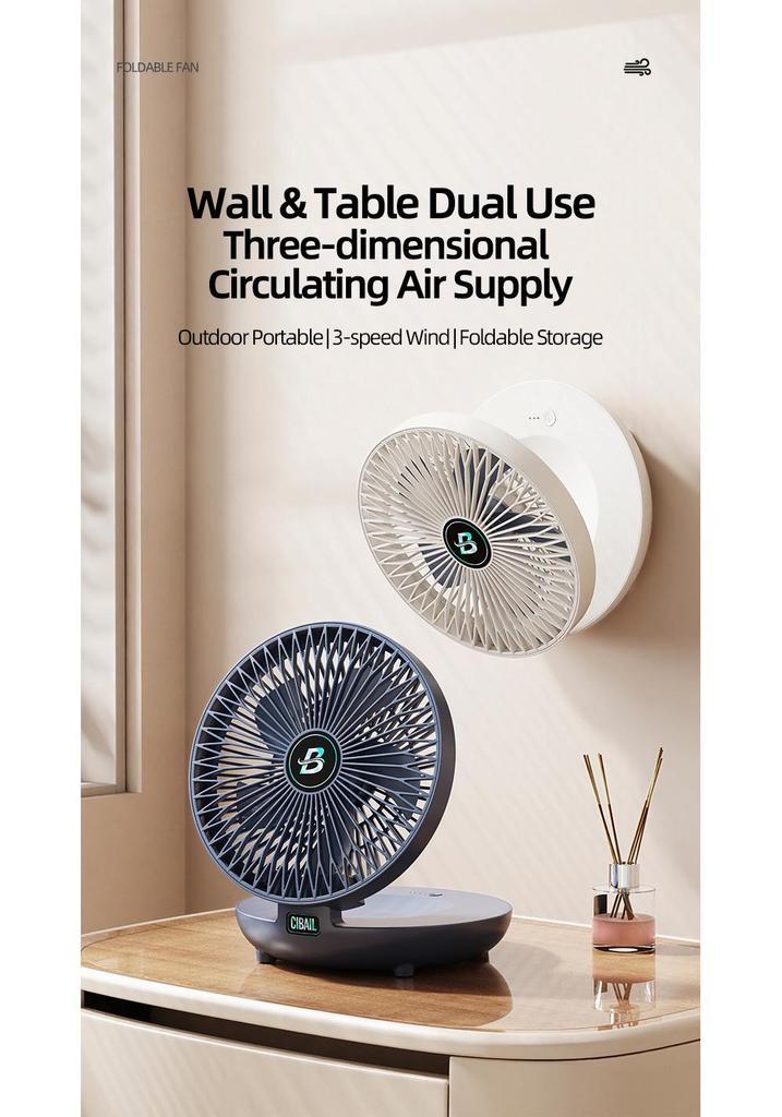 Portable USB Rechargeable Wall-Mountable and Desktop Fan for Dorms and Outdoors
