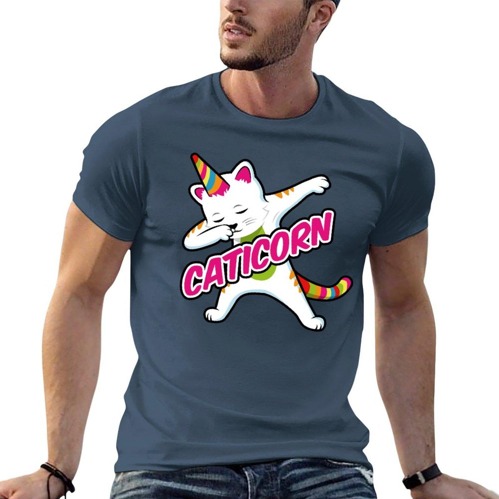 Caticorn Funny Dabbing Unicorn Cat Tshirt Antiwrinkle Short Sleeve Tshirt S