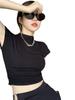 Spice Girl semi-turtleneck short-sleeved T-shirt women's summer design sense slim-fit sexy slim-fit top bottoming shirt