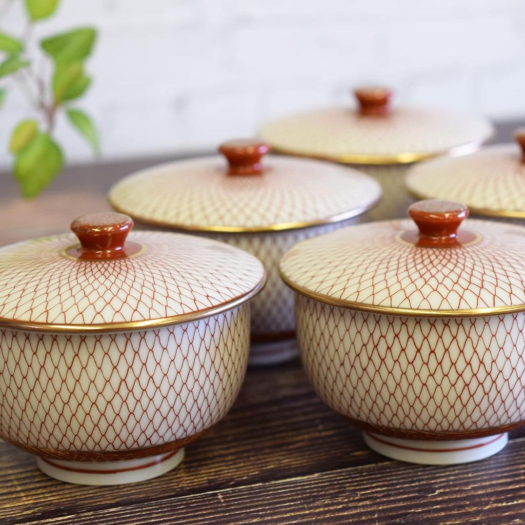 Ceașcă de ceai Kutani cu set roșu elegant pentru set de ceai de lux capac, 5, plasă, ceașcă de ceai, oaspeți,