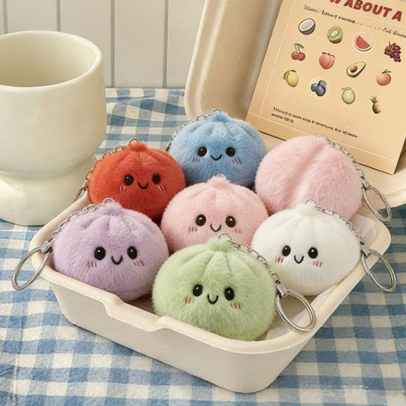 1Pcs Simulation Dumpling Plush Keychain Adorable Hanging Pendant For Backpacks Birthday Party Gift