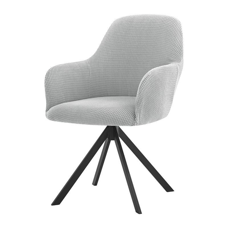 Nordic Style Universal Semi-Circular Dining Chair Cover with Fully Enclosed High Curved Armrests