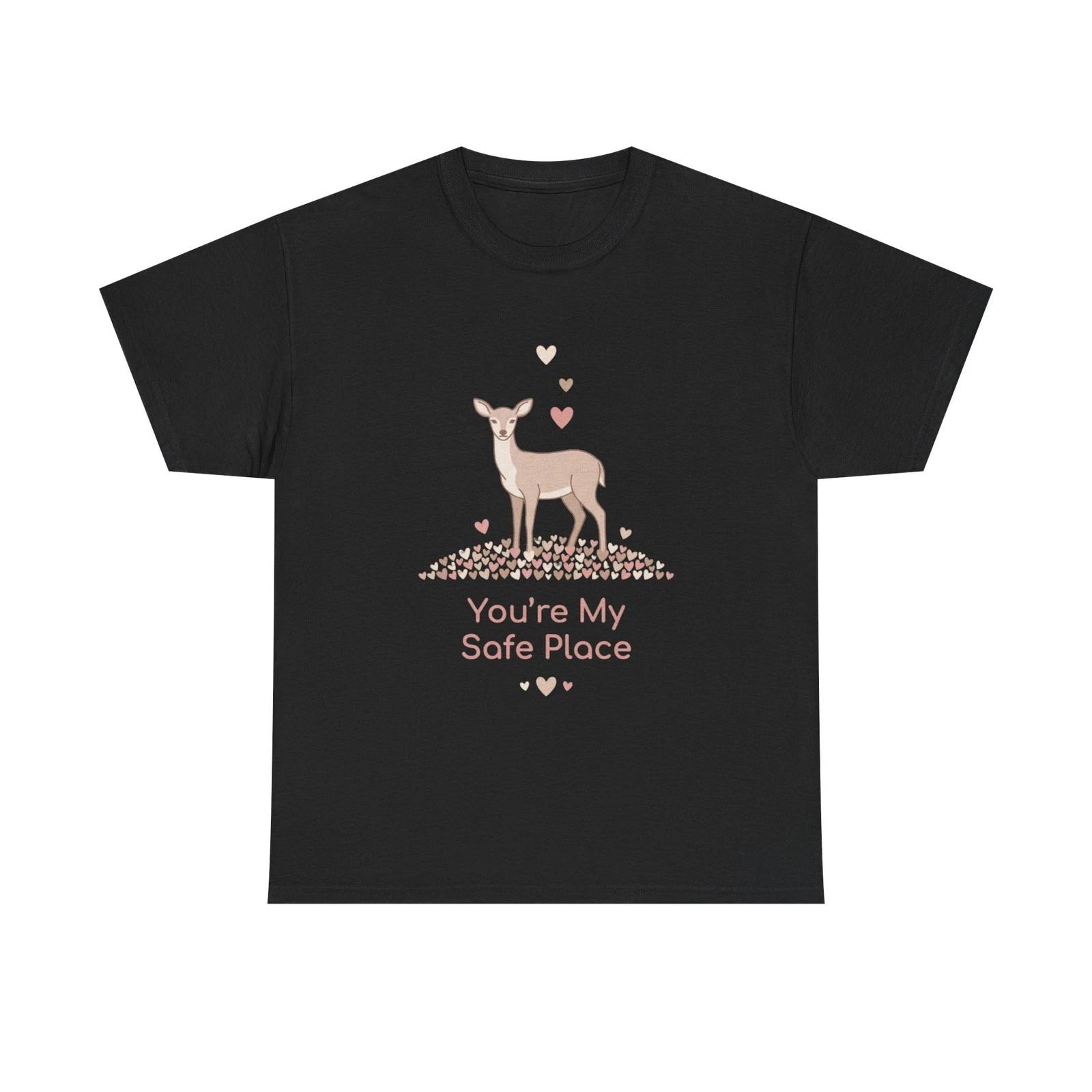 You re My Safe Place Deer T-Shirt | Cute Heart Woodland Design 2XL