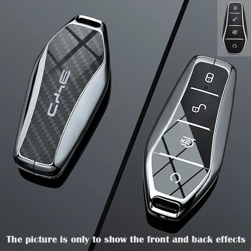 Fashion Zinc Alloy Car Remote Key Case Full Cover Shell Key Bag Protection Key buckle for BYD ATTO 3 Yuan Plus Accessories