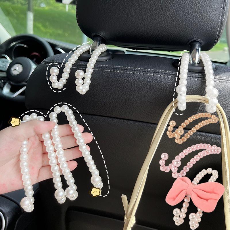 Light Luxury Pearl Car Pendant: Multi-functional Hook for Rear Seat Storage