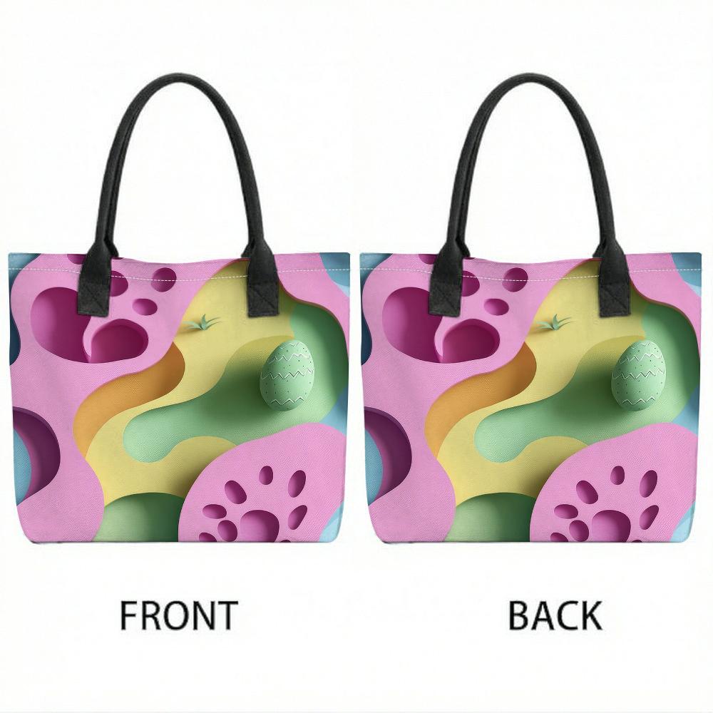 Colorful Geometric Print Casual Tote Bag Large Capacity Fashion Shoulder Bag for Daily Use