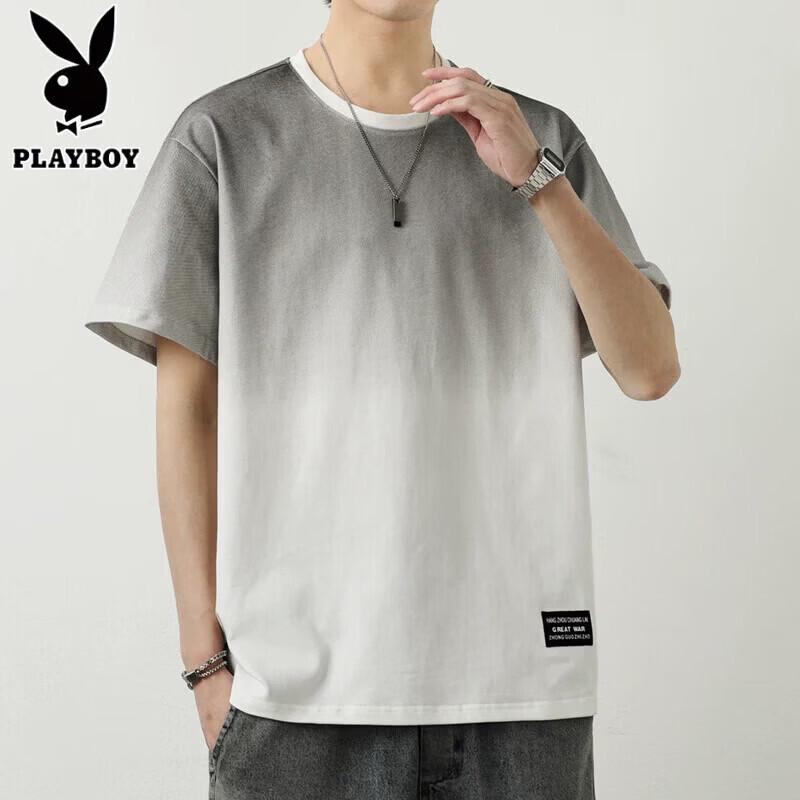 PLAYBOY Men s Gradient Cotton Short Sleeve T-Shirt M