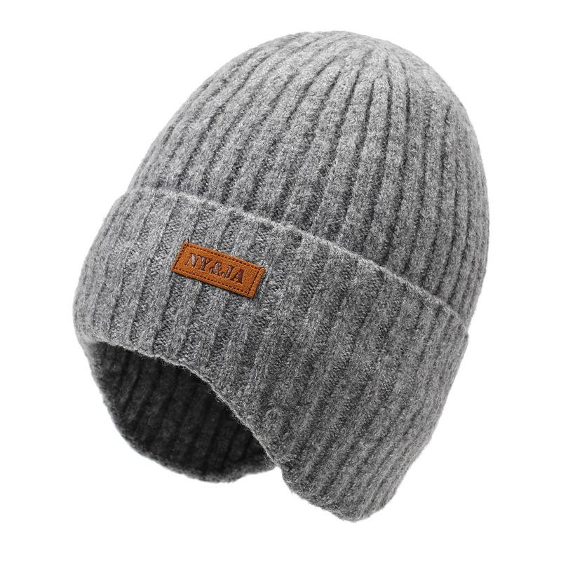 Men's Winter Warm Velvet Thick Hat Cycling Wool Hat Cold-Proof Ear Protection Knitted Hat