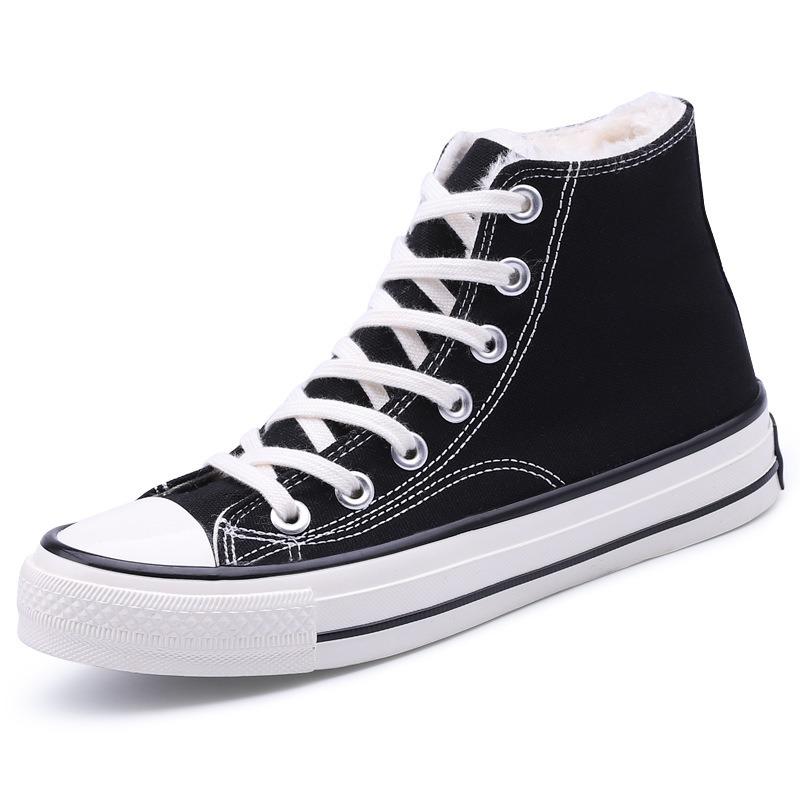 Retro cotton shoes female winter student velvet black high-top cotton shoes 88