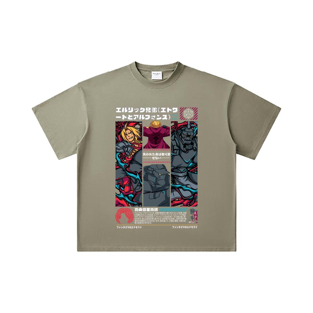 260 GSM Double Yarn 32 Count 100% Cotton Fullmetal Alchemist V3 Print Unisex Heavy Cotton T Shirt… More