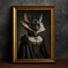Gothic Romantic Raven Vintage Poster Victorian Animal Portrait Wolf Cat Bat Crowcanvas Painting Wall Art Living Room Home Decor