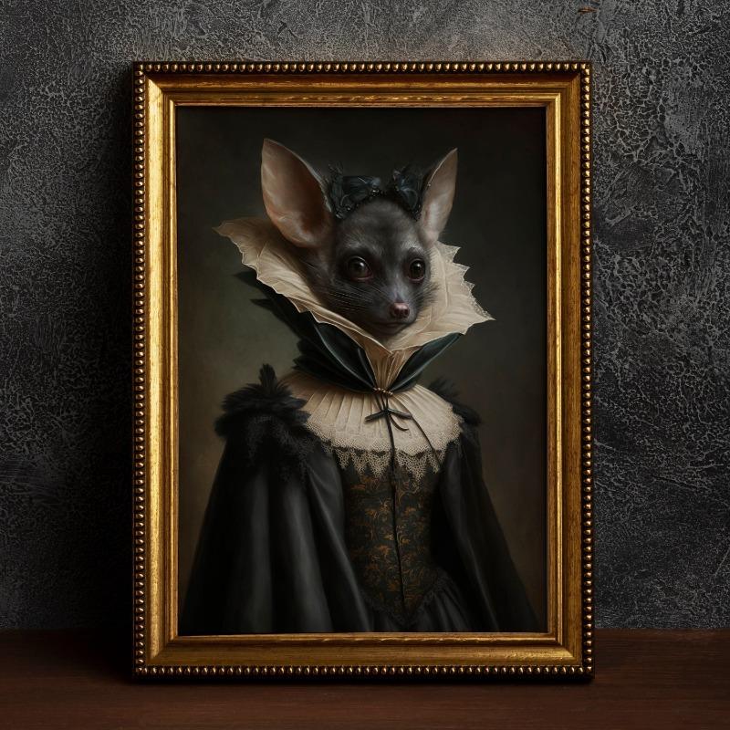 Gothic Romantic Raven Vintage Poster Victorian Animal Portrait Wolf Cat Bat Crowcanvas Painting Wall Art Living Room Home Decor