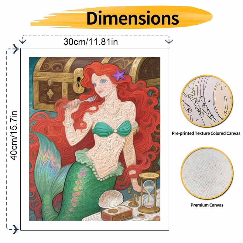 Disney Little Mermaid Ariel oil painting by numbers art kit. handmade diy painting home decoration gifts